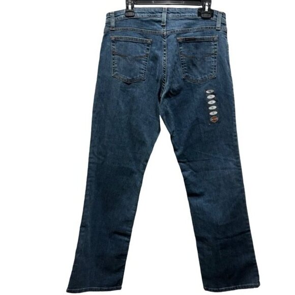 Harley Davidson Womens Boot Cut Jeans Size 12 Blue Denim Mid-Rise Relaxed Fit - Picture 2 of 10